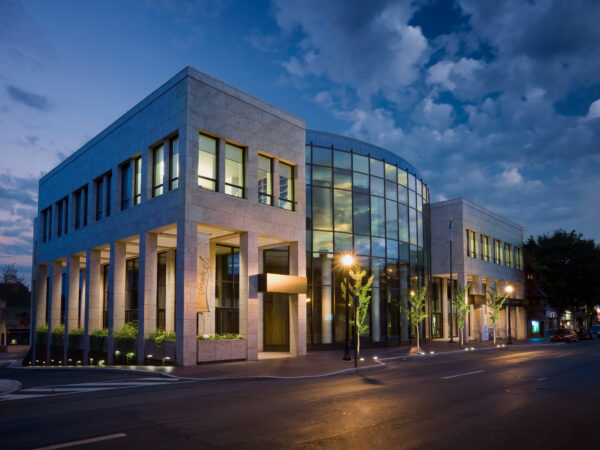 Exterior of an Education building at night