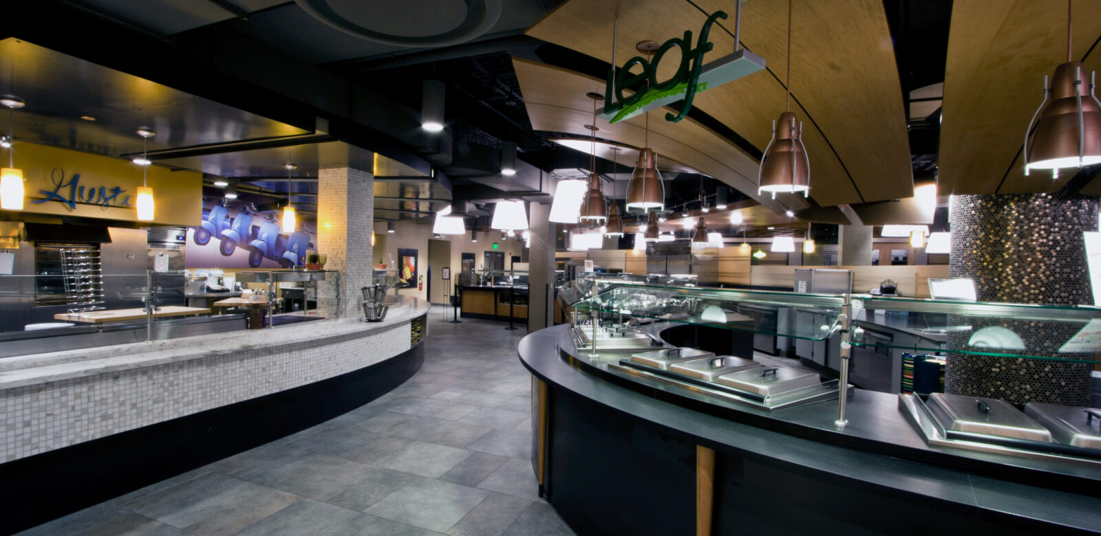 Interior of an education building cafeteria