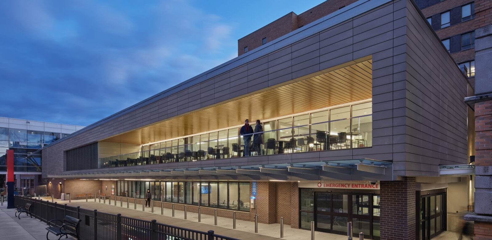 Exterior of a balcony on a healthcare building