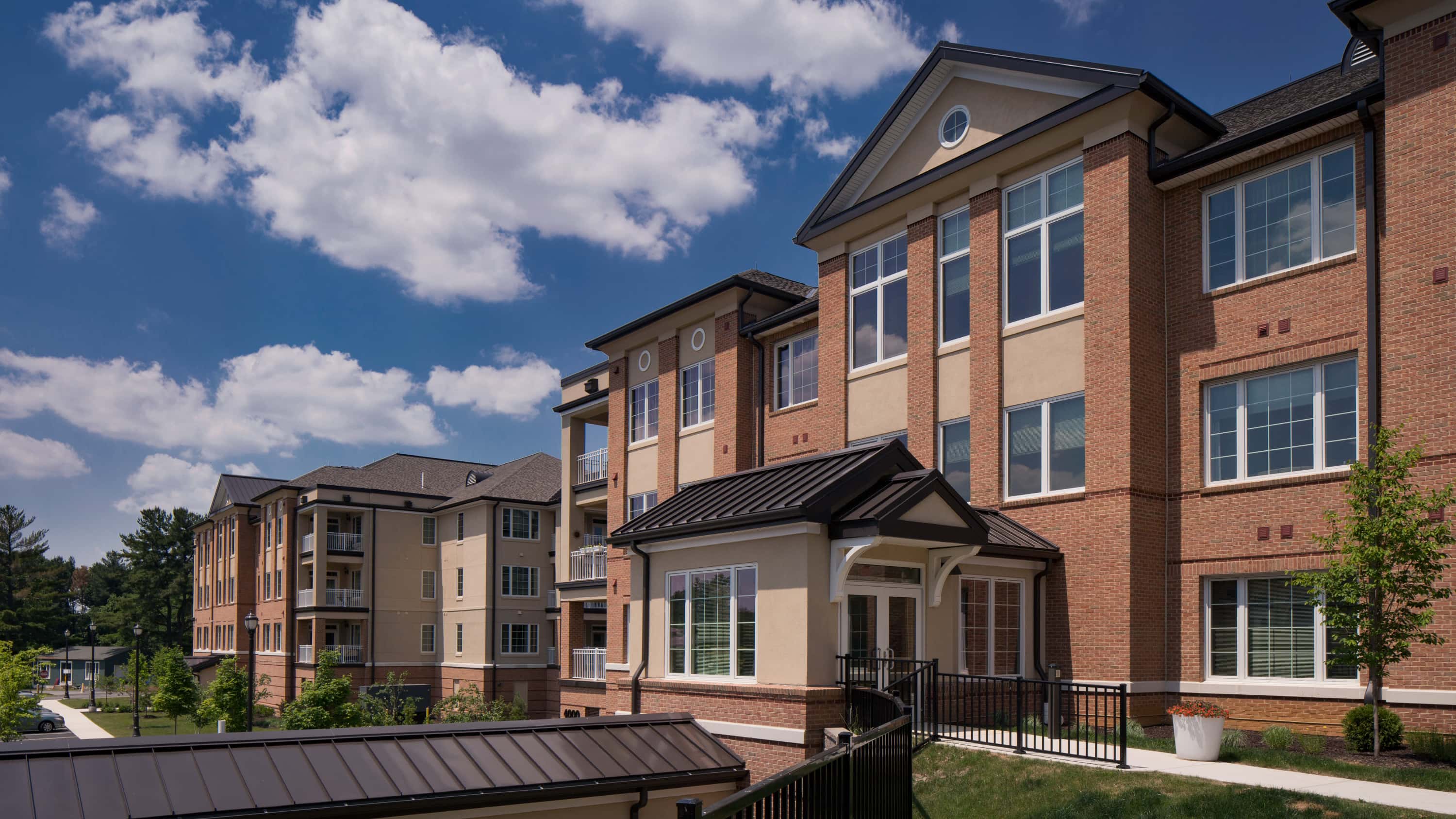 Front of senior living center building