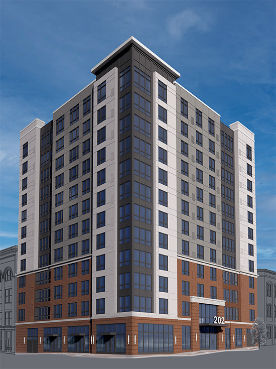Rendering of an exterior multi-family building