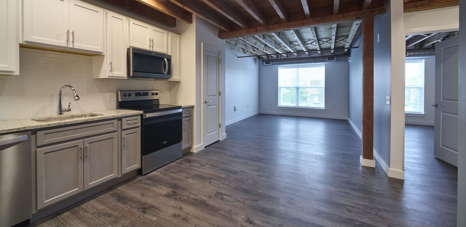 Interior kitchen and living room space