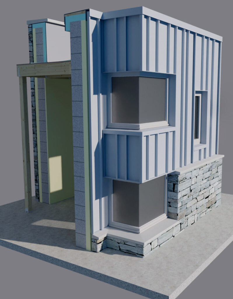 A scale mockup of a building